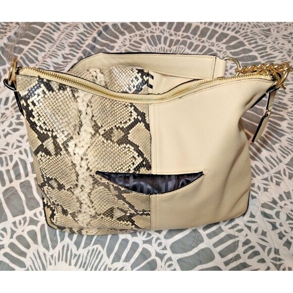 Victoria's Secret Shoulder Hand Curved Bag Sand Python Large - Picture 7 of 9